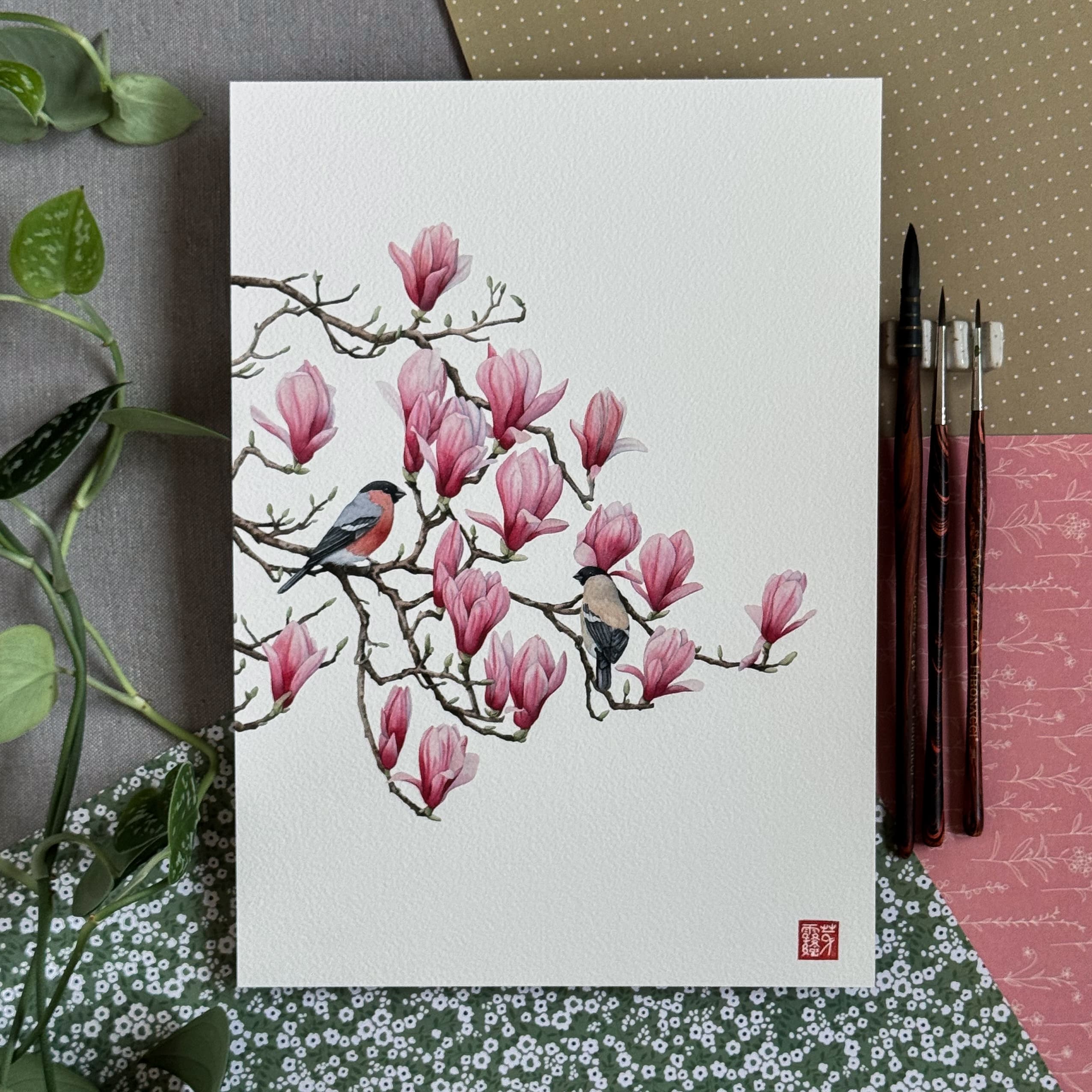Le Magnolia et les bouvreuils - Reproduction Fine Art — photo 2