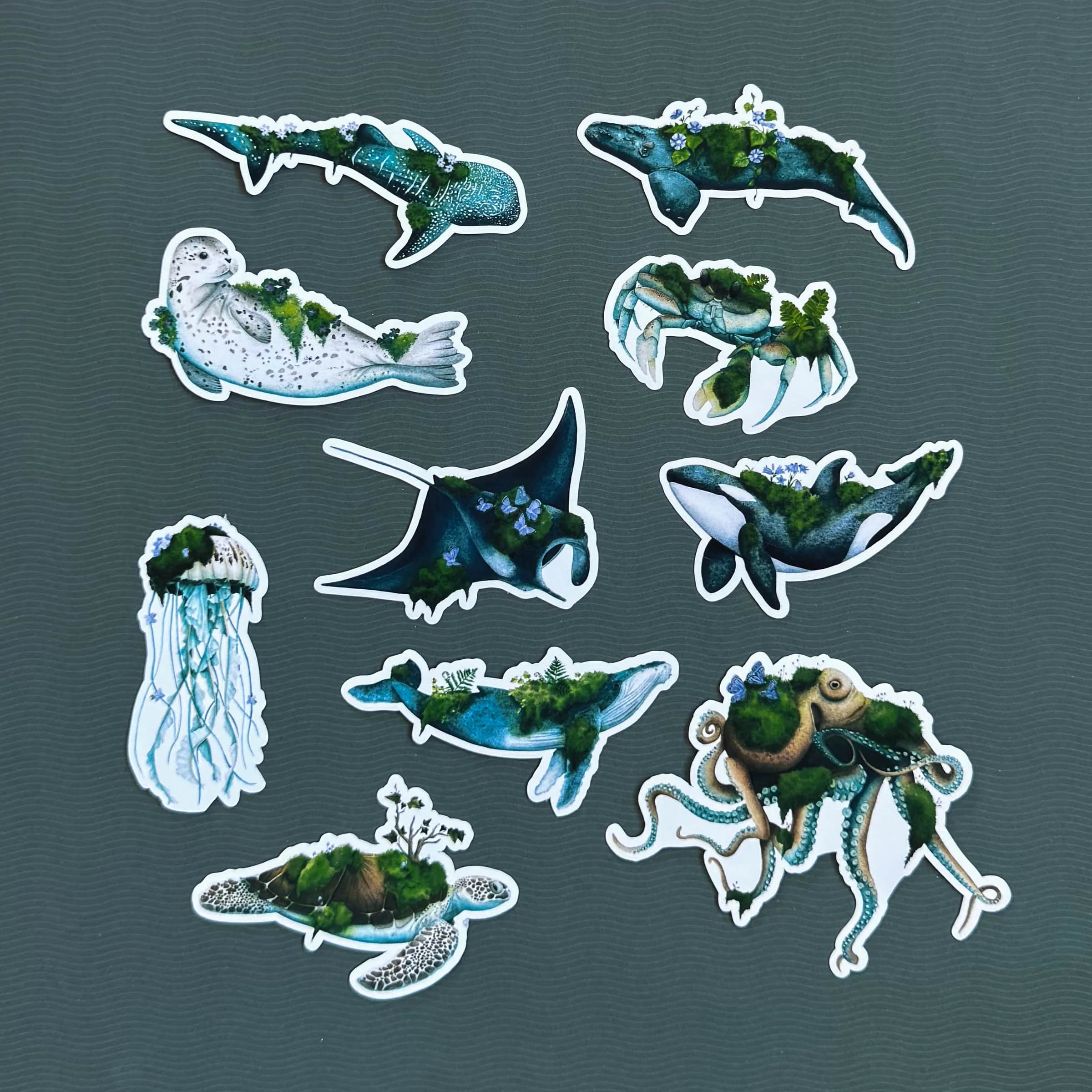 Pack de 10 stickers - Forêt Marine