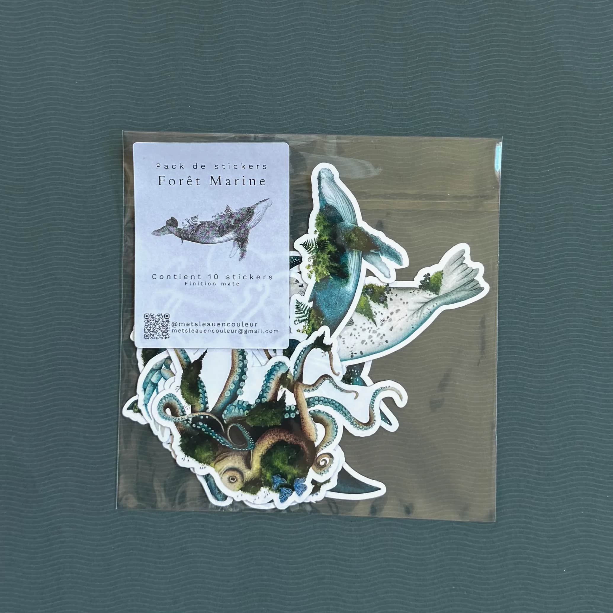 Pack de 10 stickers - Forêt Marine, foto 2