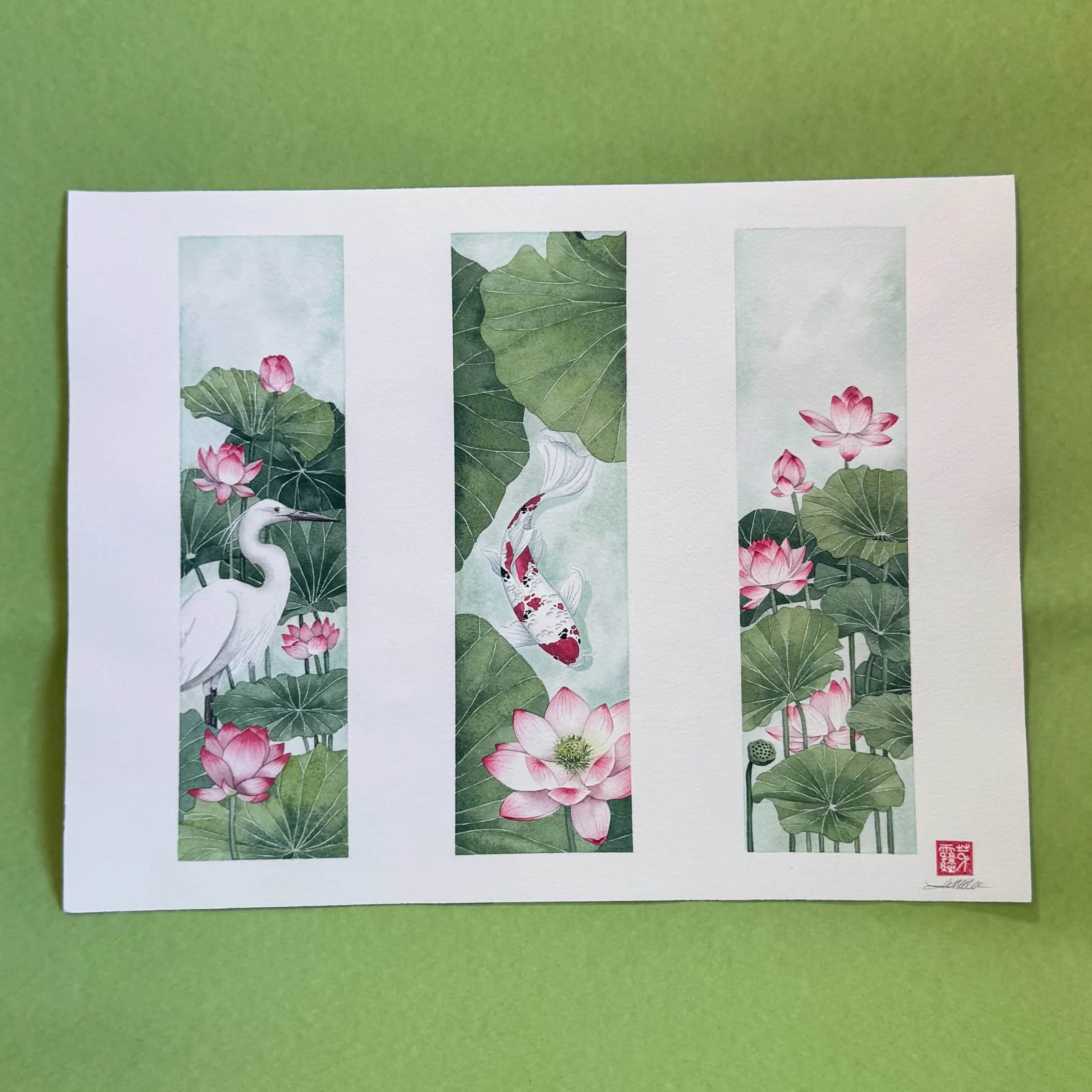 Triptyque étang japonais